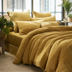 Housse de couette gaze de coton (260 x 240 cm) Gaïa Jaune safran