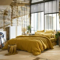 Housse de couette gaze de coton (260 x 240 cm) Gaïa Jaune safran