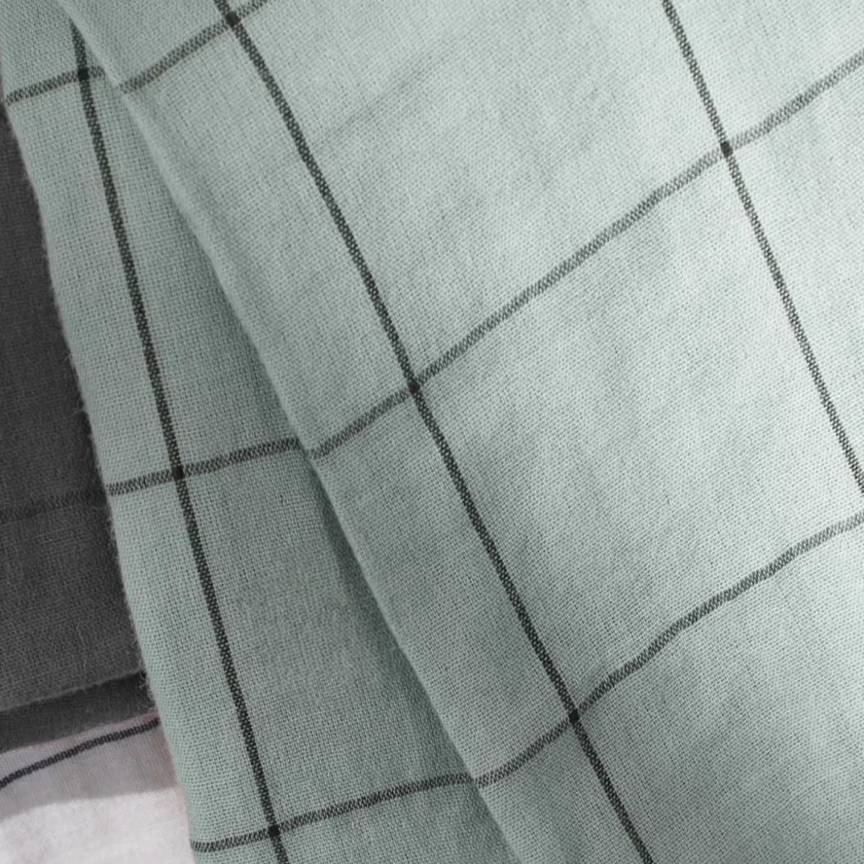 Housse de couette gaze de coton (240 x 220 cm) Gaïa Match Vert eucalyptus