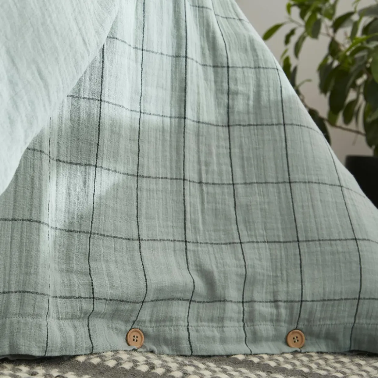 Housse de couette gaze de coton (240 x 220 cm) Gaïa Match Vert eucalyptus