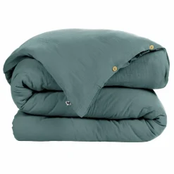 Housse de couette gaze de coton (260 x 240 cm) Gaïa Bleu canard