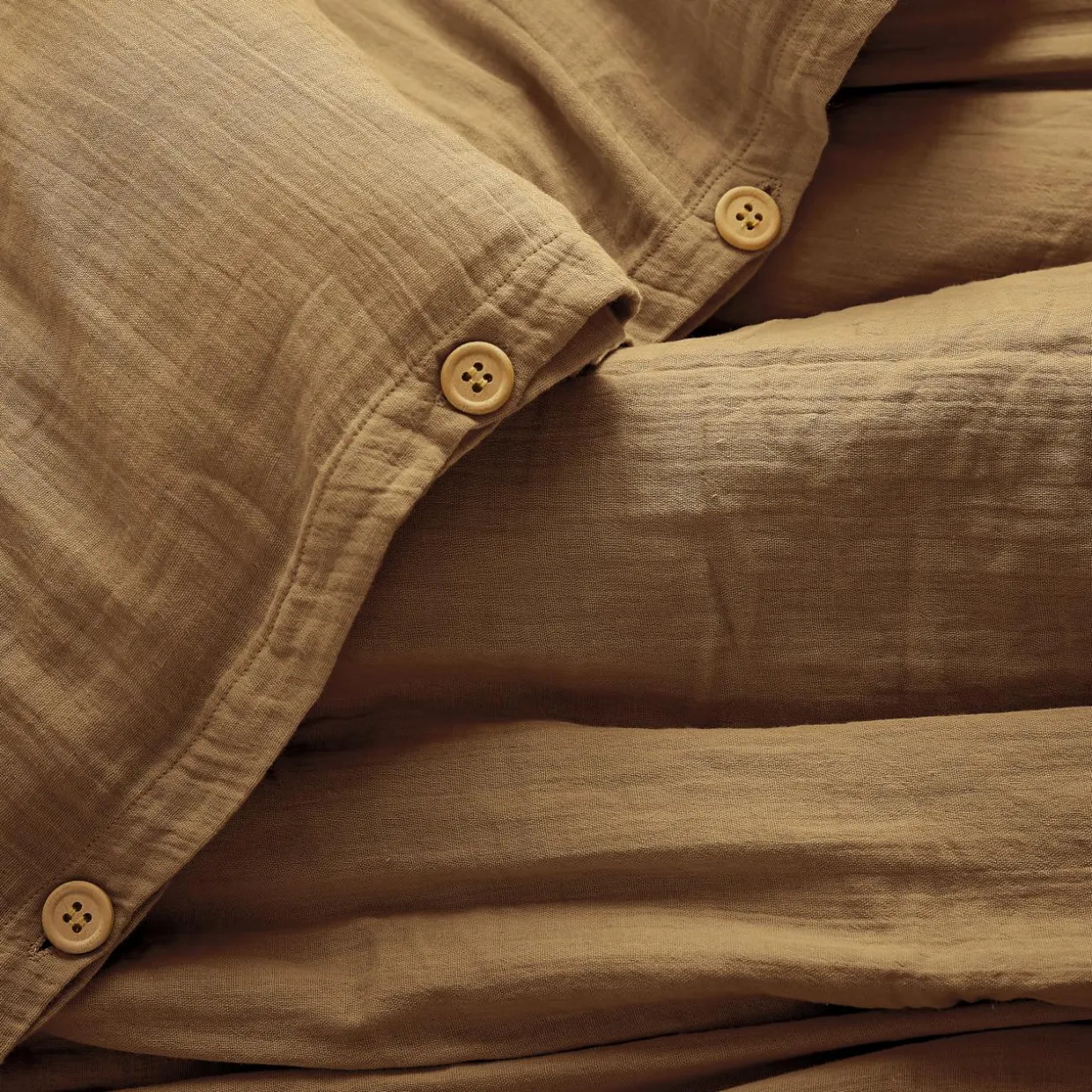 Housse de couette gaze de coton (240 x 220 cm) Gaïa Camel