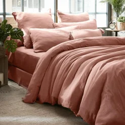 Housse de couette gaze de coton (240 x 220 cm) Gaïa Rose pêche