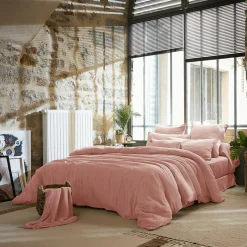 Housse de couette gaze de coton (240 x 220 cm) Gaïa Rose pêche
