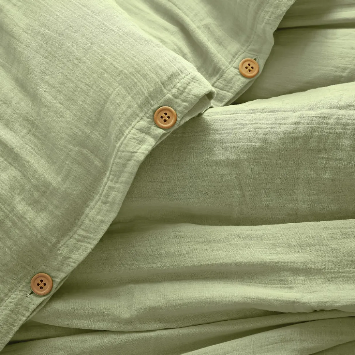 Housse de couette gaze de coton (240 x 220 cm) Gaïa Vert tilleul