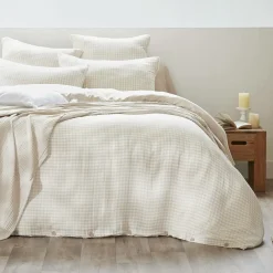 Housse de couette gaze de coton (260 x 240 cm) Gaïa vichy Beige