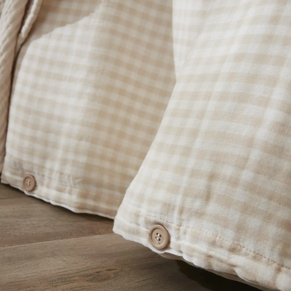 Housse de couette gaze de coton (260 x 240 cm) Gaïa vichy Beige
