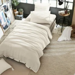 Housse de couette gaze de coton (140 x 200 cm) Gaïa Beige pampa