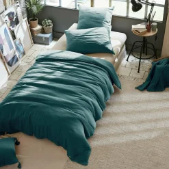 Housse de couette gaze de coton (140 x 200 cm) Gaïa Bleu canard