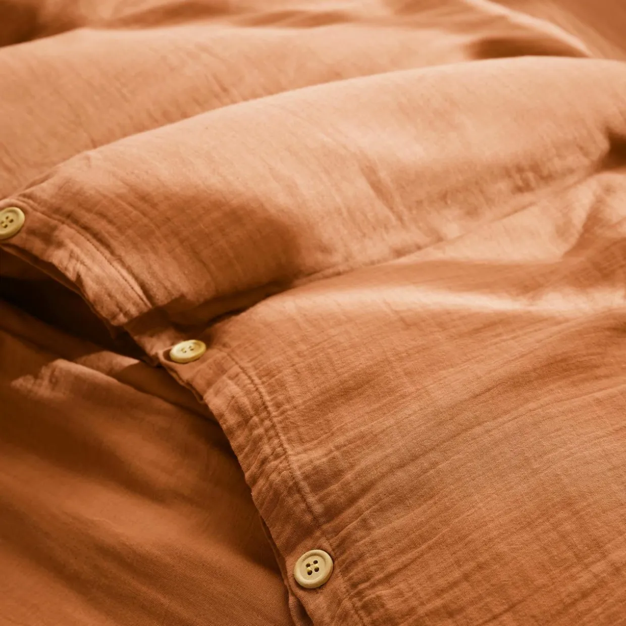 Housse de couette gaze de coton (280 x 240 cm) Gaïa Abricot