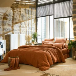 Housse de couette gaze de coton (280 x 240 cm) Gaïa Abricot