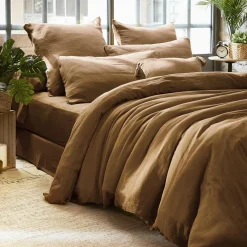 Housse de couette gaze de coton (200 x 200 cm) Gaïa Camel