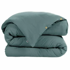 Housse de couette gaze de coton (280 x 240 cm) Gaïa Bleu canard