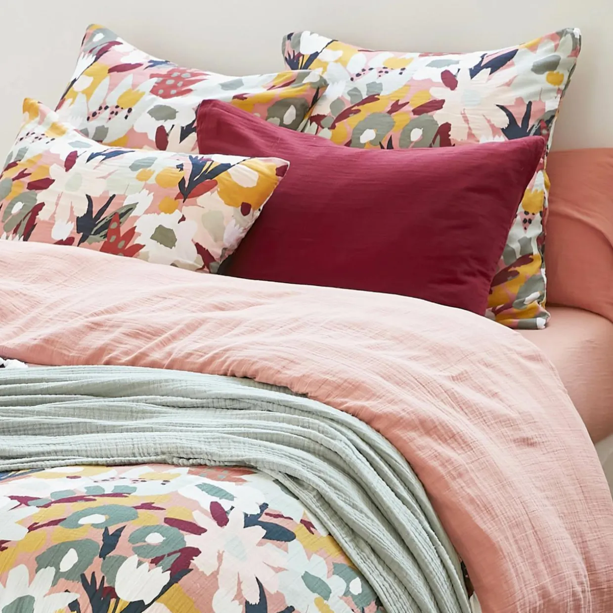 Housse de couette gaze de coton (200 x 200 cm) Azel Multicolore