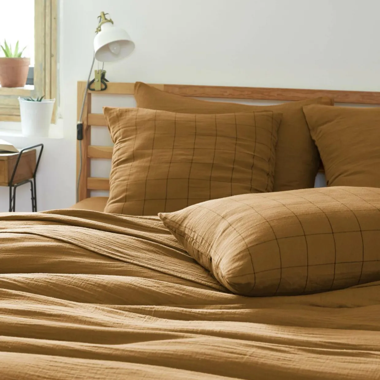 Housse de couette gaze de coton (200 x 200 cm) Gaïa Match Camel