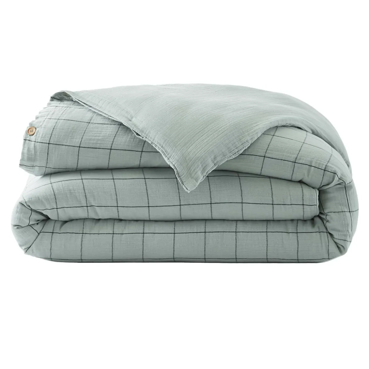 Housse de couette gaze de coton (200 x 200 cm) Gaïa Match Vert eucalyptus