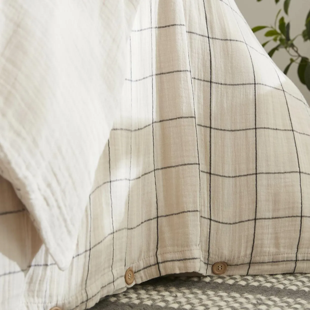 Housse de couette gaze de coton (140 x 200 cm) Gaïa Match Beige pampa