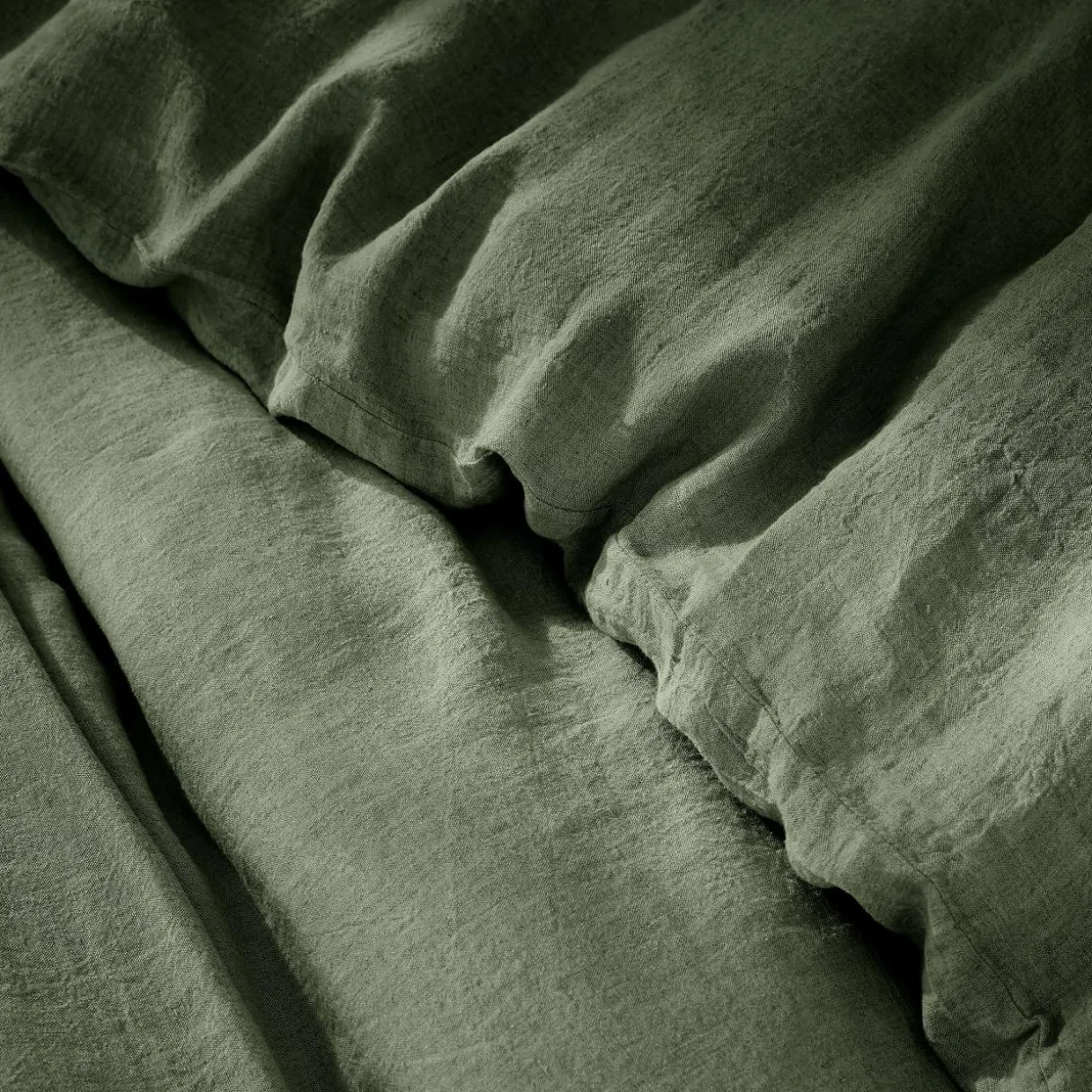 Housse de couette lin lavé (240 x 220 cm) Louise Vert romarin