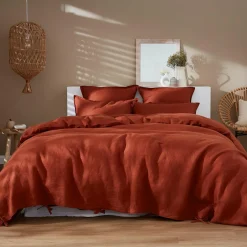 Housse de couette lin lavé (240 x 220 cm) Louise Terracotta