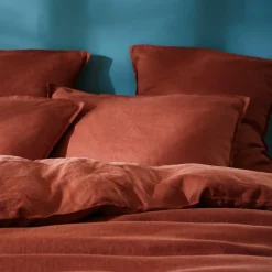 Housse de couette lin lavé (240 x 220 cm) Louise Terracotta