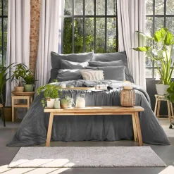 Housse de couette lyocell Tencel™ lavé (260 x 240 cm) Olivia Gris granit