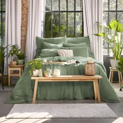 Housse de couette lyocell Tencel™ lavé (200 x 200 cm) Olivia Vert romarin