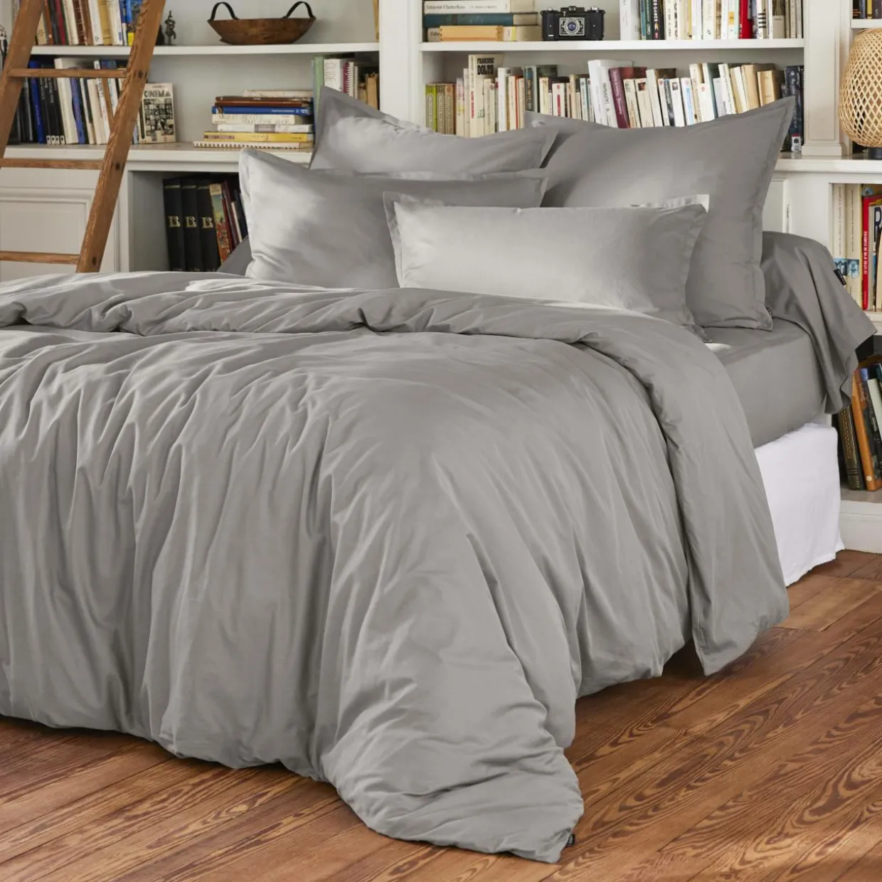 Housse de couette percale de coton (200 x 200 cm) Cali Gris clair