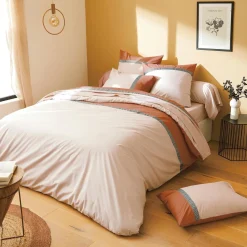 Housse de couette percale de coton (300 x 240 cm) Macassar Cognac