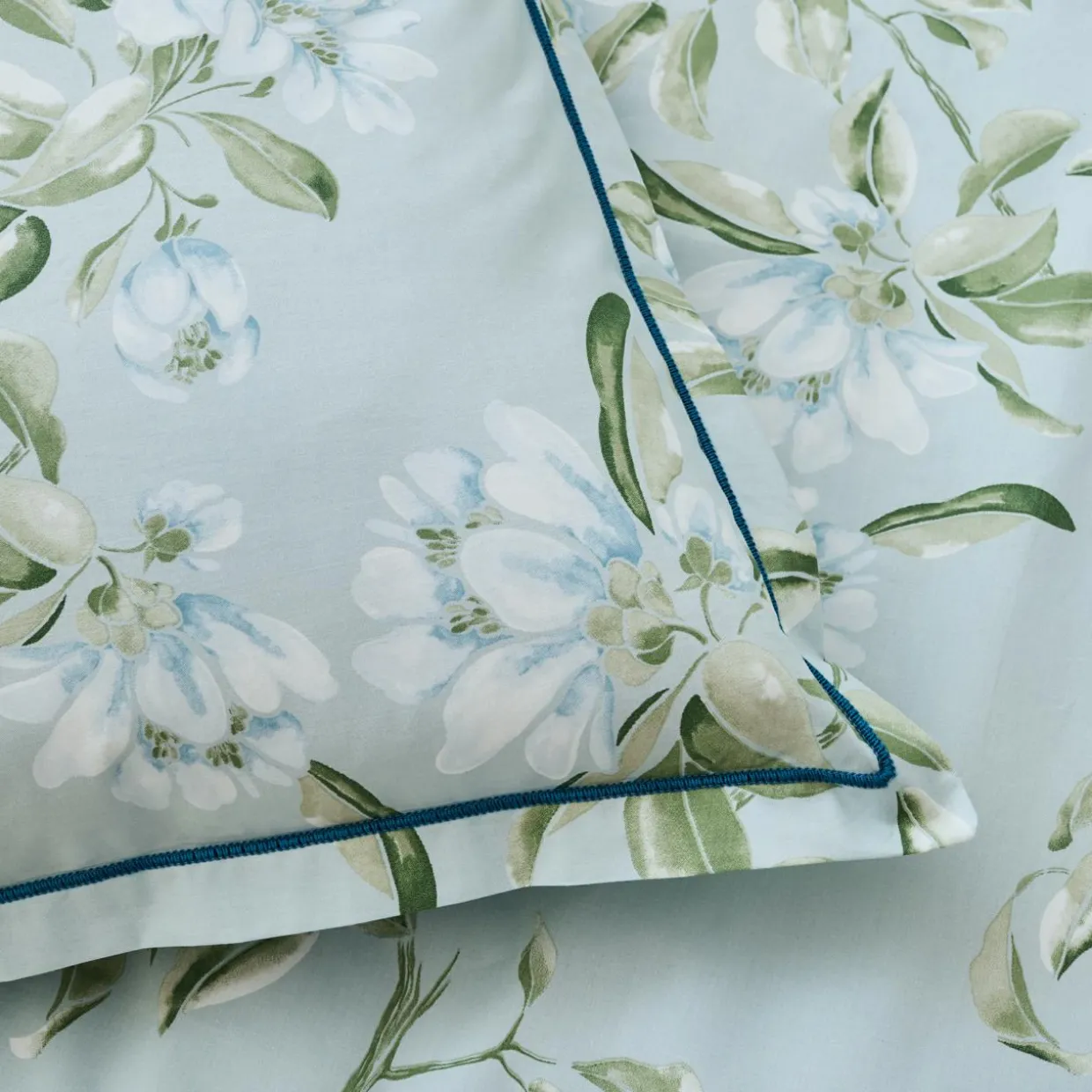 Housse de couette percale de coton (240 x 220 cm) Eléna Nil Verte