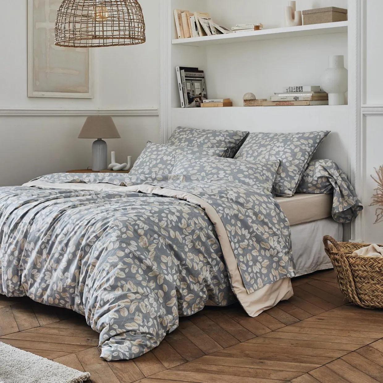 Housse de couette percale de coton (280 x 240 cm) Lison Grise