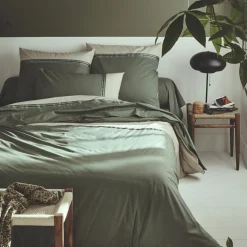Housse de couette percale de coton (200 x 200 cm) Noa Vert kaki