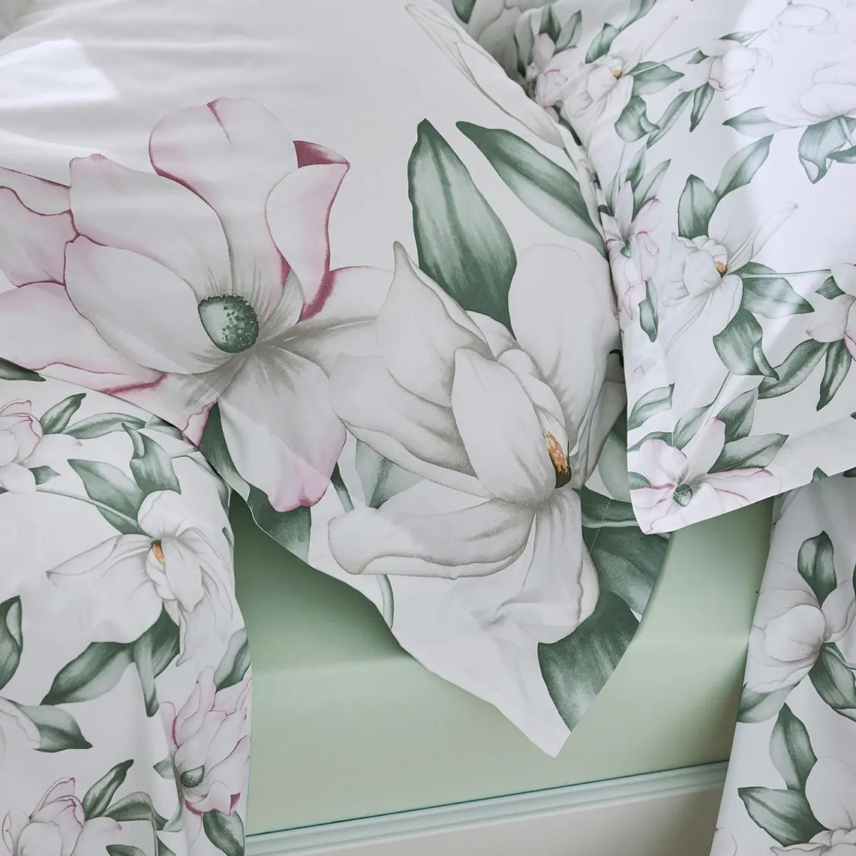 Housse de couette percale de coton (200 x 200 cm) Magnolia Vert sauge