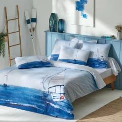 Housse de couette percale de coton (140 x 200 cm) Regate Bleue