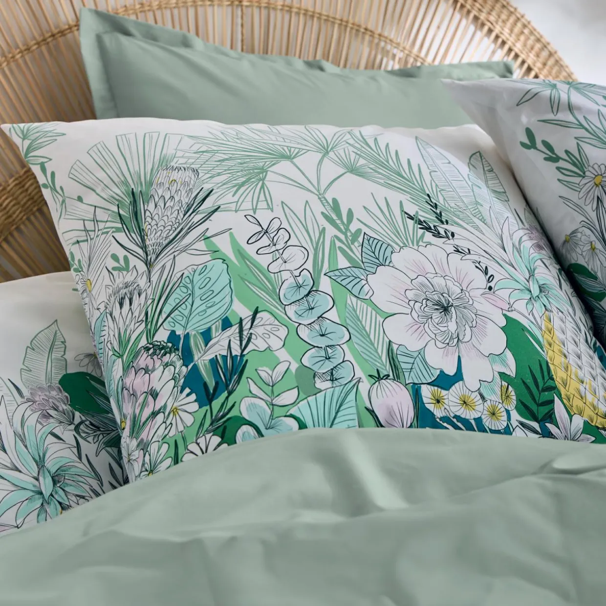 Housse de couette percale de coton (200 x 200 cm) Bali Verte