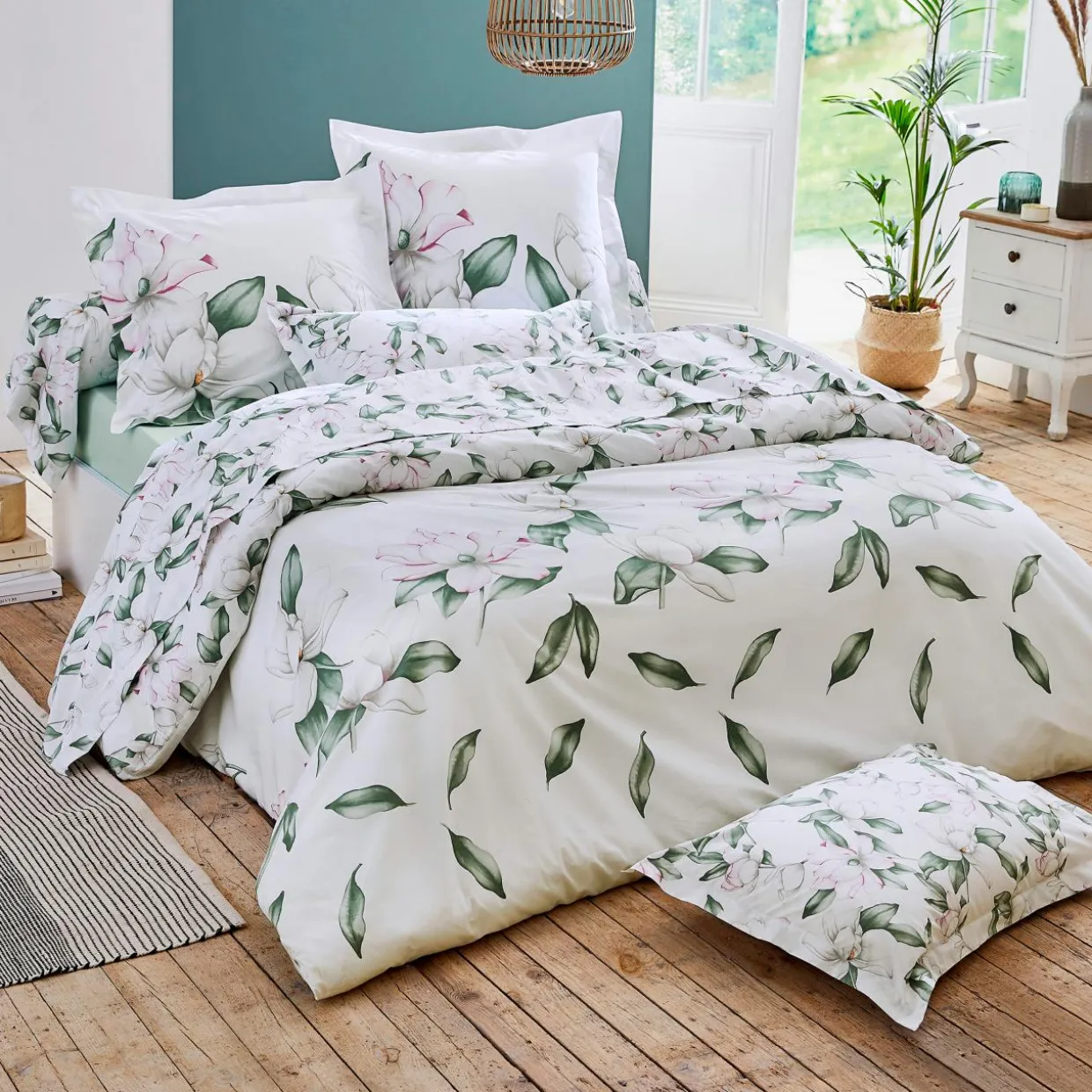 Housse de couette percale de coton (240 x 220 cm) Magnolia Vert sauge