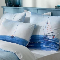 Housse de couette percale de coton (260 x 240 cm) Regate Bleue