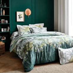 Housse de couette percale de coton (300 x 240 cm) Trinidad Mousson Verte