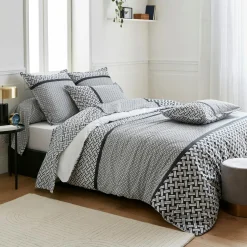 Housse de couette percale de coton (260 x 240 cm) Riviera Grise