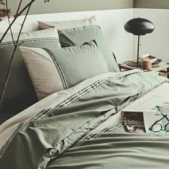 Housse de couette percale de coton (260 x 240 cm) Noa Vert kaki