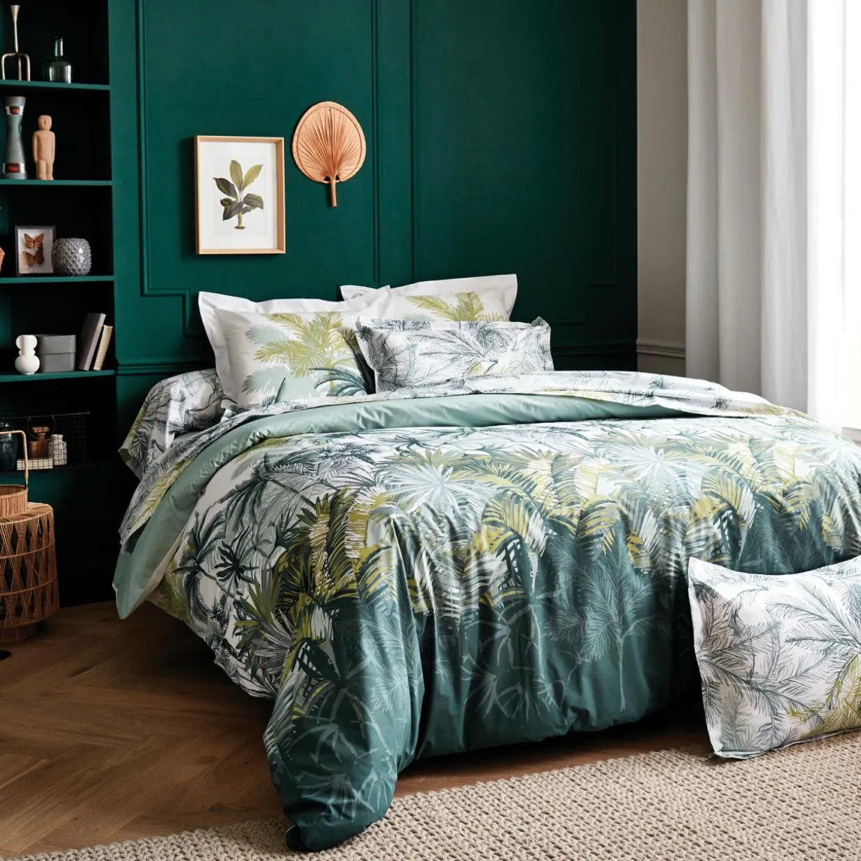 Housse de couette percale de coton (280 x 240 cm) Trinidad Mousson Verte