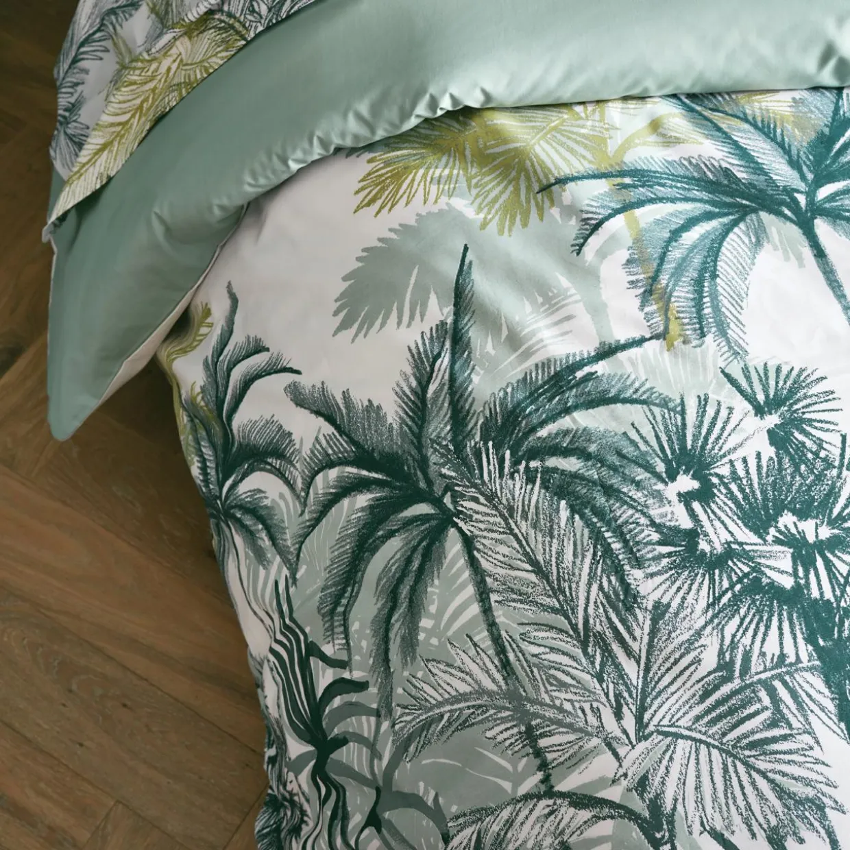 Housse de couette percale de coton (280 x 240 cm) Trinidad Mousson Verte