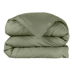 Housse de couette percale de coton (260 x 240 cm) Cali Vert romarin