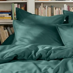 Housse de couette percale de coton (280 x 240 cm) Cali Bleu canard