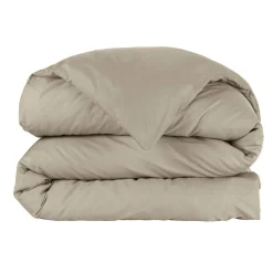 Housse de couette percale de coton (260 x 240 cm) Cali Taupe