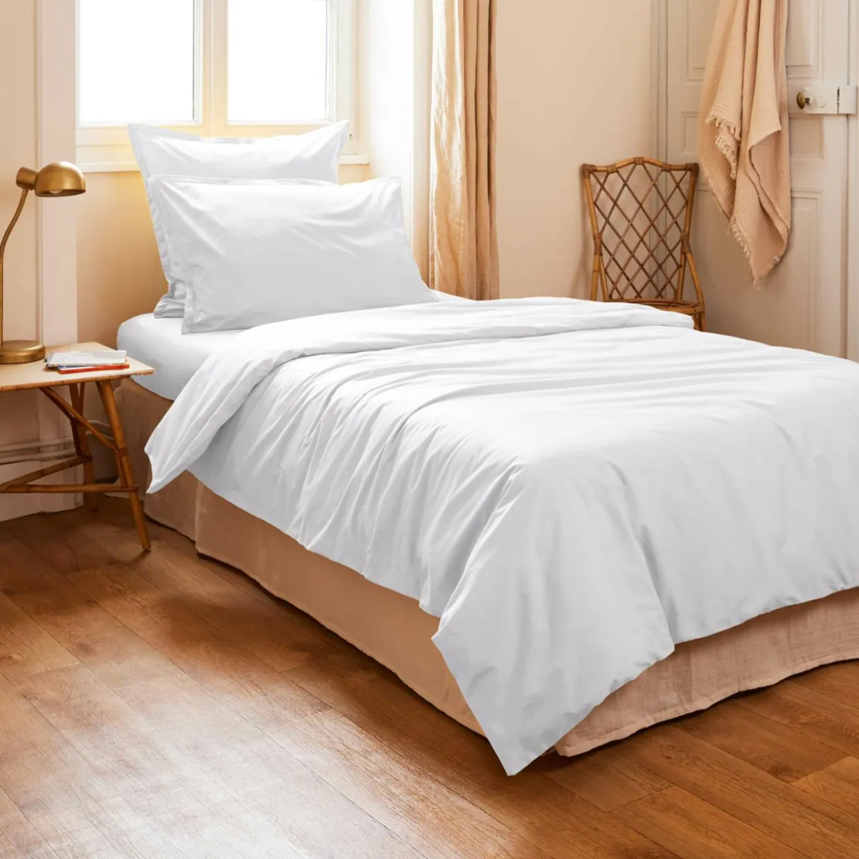 Housse de couette percale de coton (140 x 200 cm) Cali Blanche