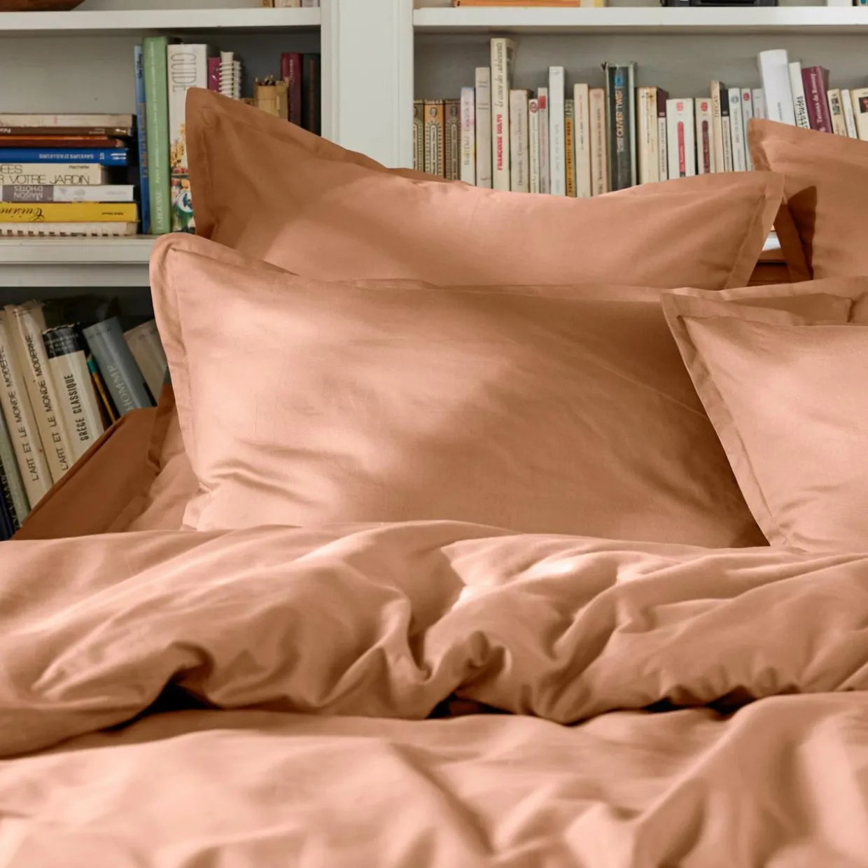 Housse de couette percale de coton (280 x 240 cm) Cali Rose pêche