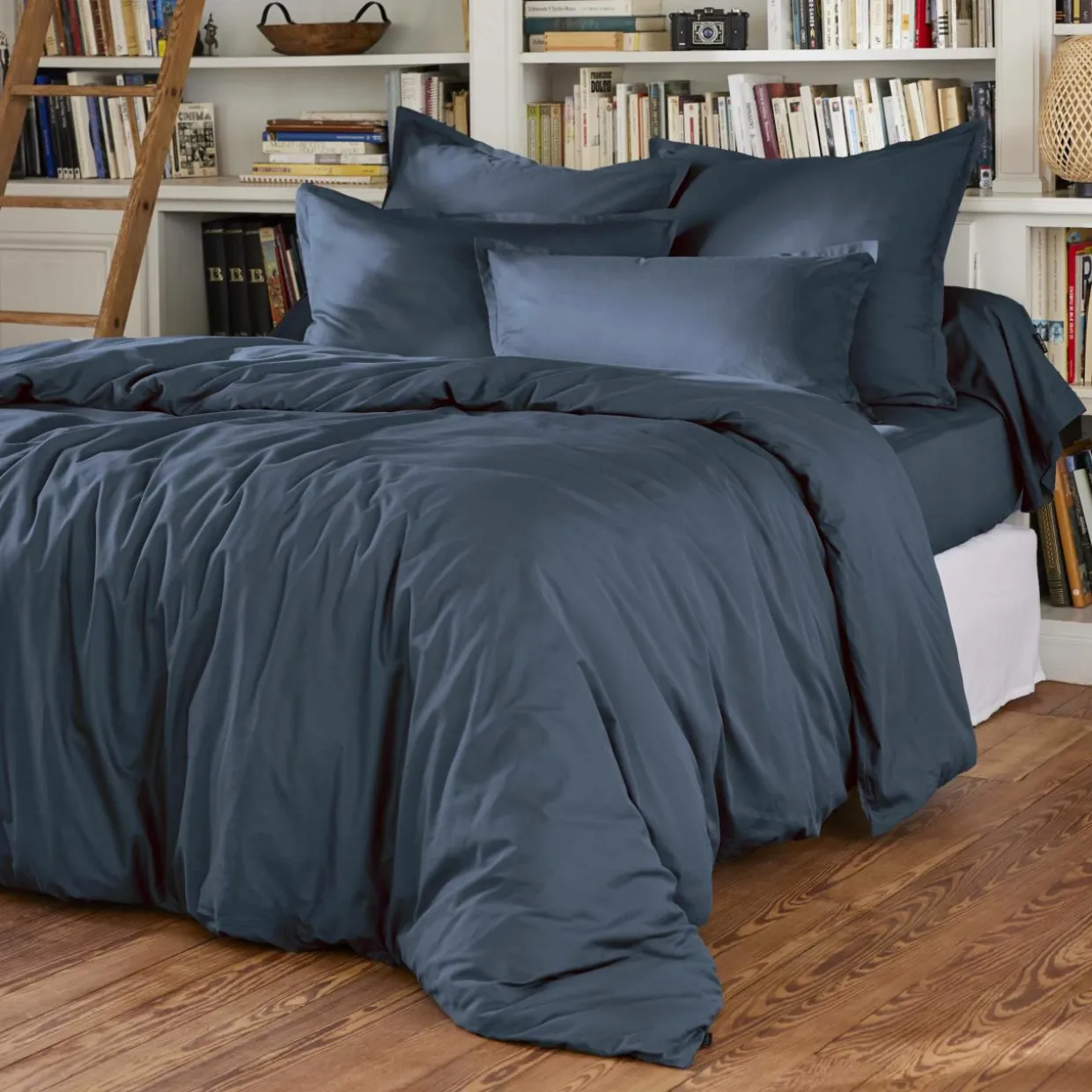 Housse de couette percale de coton (260 x 240 cm) Cali Bleu marine