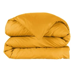 Housse de couette percale de coton (260 x 240 cm) Cali Jaune moutarde