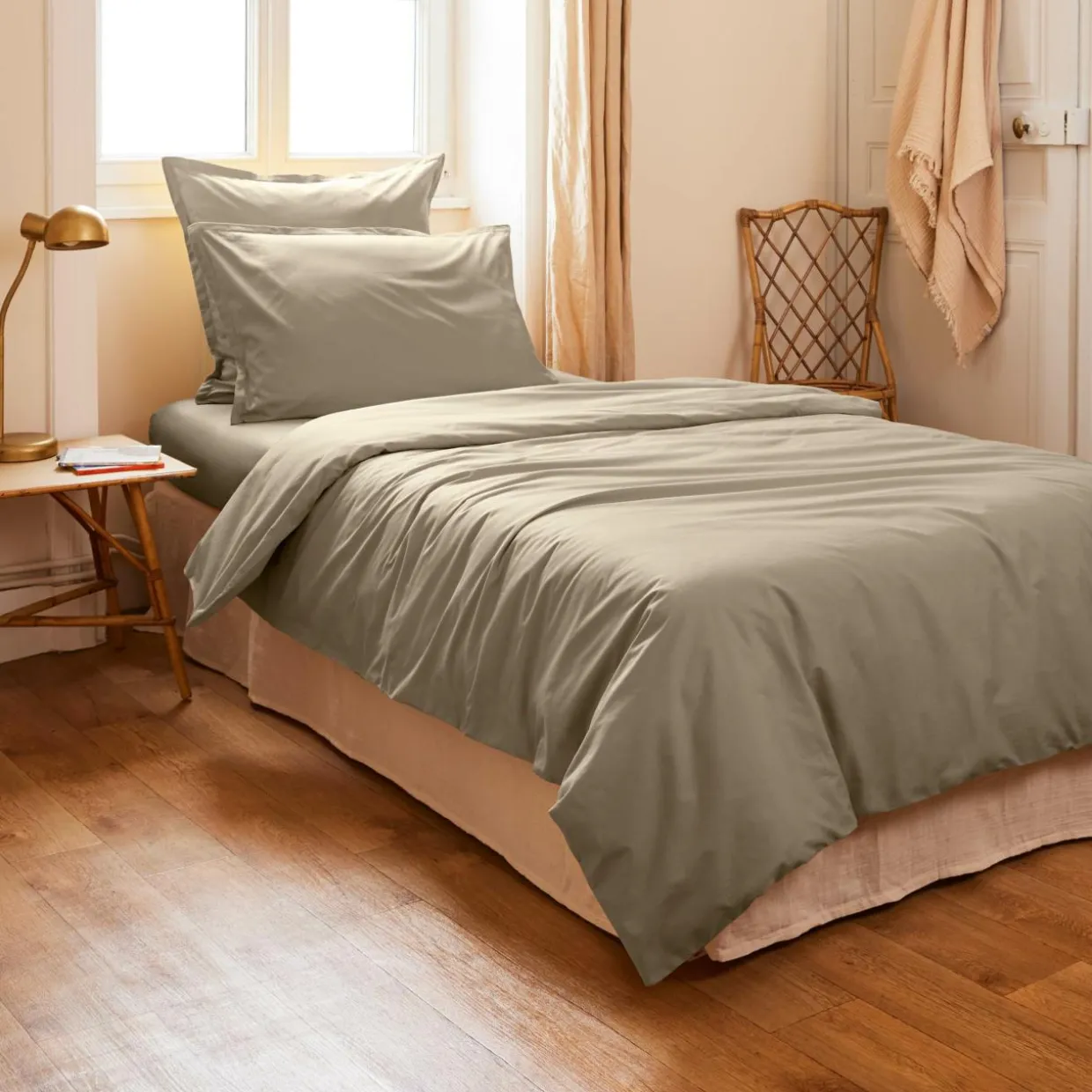 Housse de couette percale de coton (140 x 200 cm) Cali Taupe