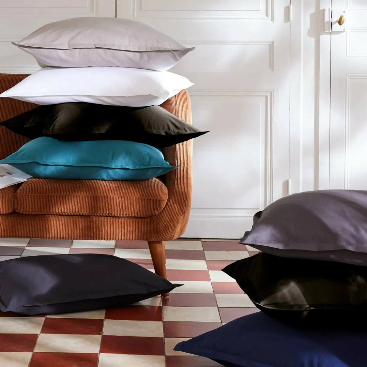 Housse de couette percale de coton (200 x 200 cm) Cali Noire
